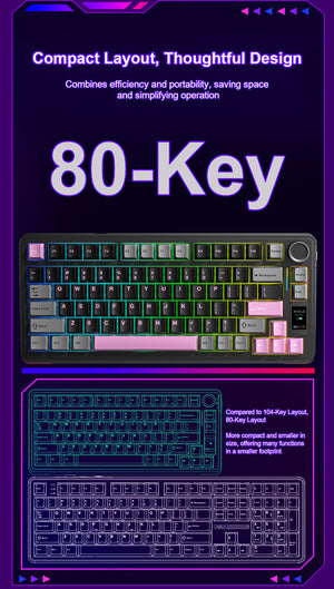 AULA S75 PRO Wireless Mechanical Keyboard with Screen&Knob, 75% Hot Swappable Gaming Keyboard with Pre-lubed Switches, RGB Backlit, PBT Keycaps Creamy Sounding Pc Gaming Keyboards