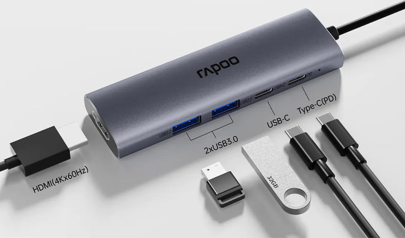 Rapoo XD51 USB-C Multi-function Docking Station Silvery Grey