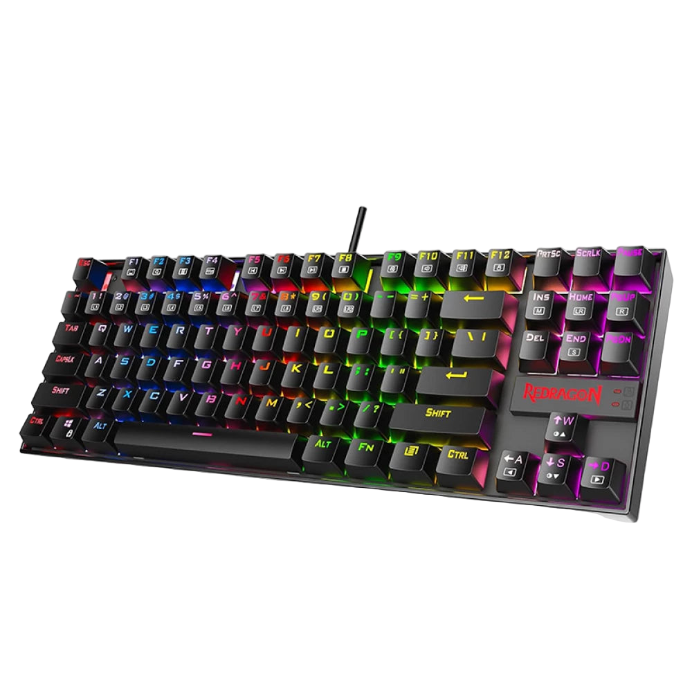 Redragon K552 KUMARA 87 Key LED RGB Backlit Mechanical Computer illuminated Keyboard with Blue Switches for PC Gaming Compact ABS-Metal Design