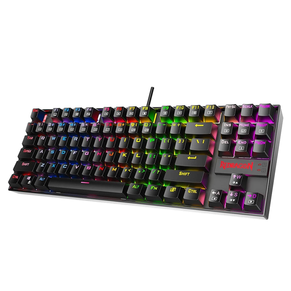 Redragon K552 KUMARA 87 Key LED RGB Backlit Mechanical Computer illuminated Keyboard with Blue Switches for PC Gaming Compact ABS-Metal Design