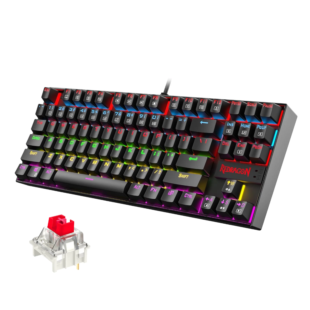 Redragon K552 KUMARA Mechanical Gaming Keyboard – Red Switches – Rainbow - عربي/eng
