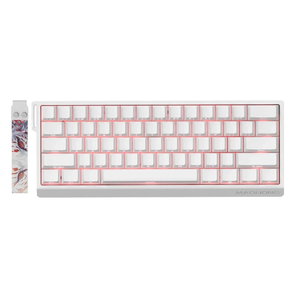 Madlions Professional Gaming Magnetic Keyboard MAD 60 HE Without RGB -  Magnetic Amber Pro Switches - White