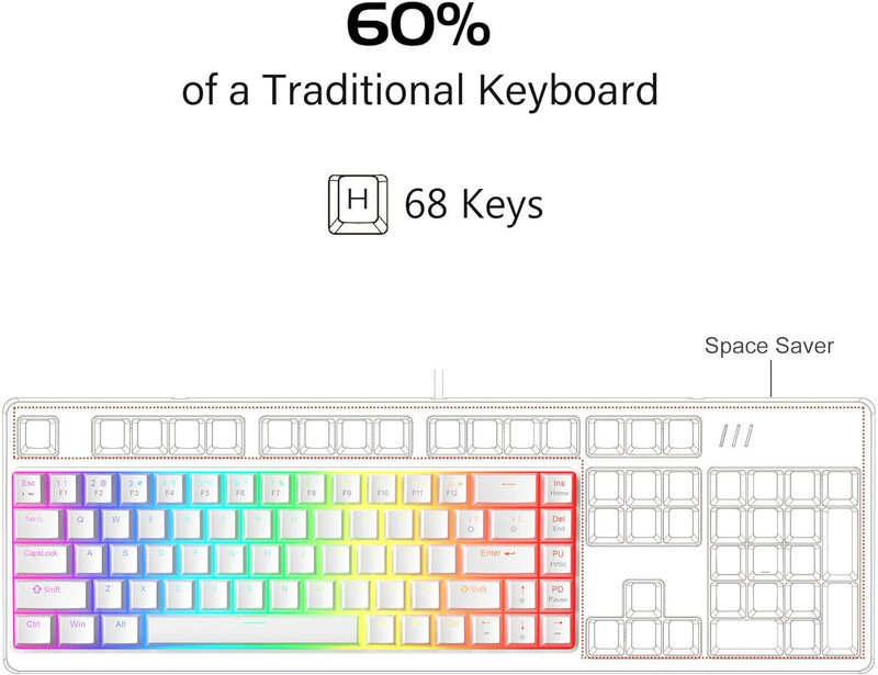 MageGee MK-Box White pudding Wired Mechanical Keyboard RGB (RED SWITCH)