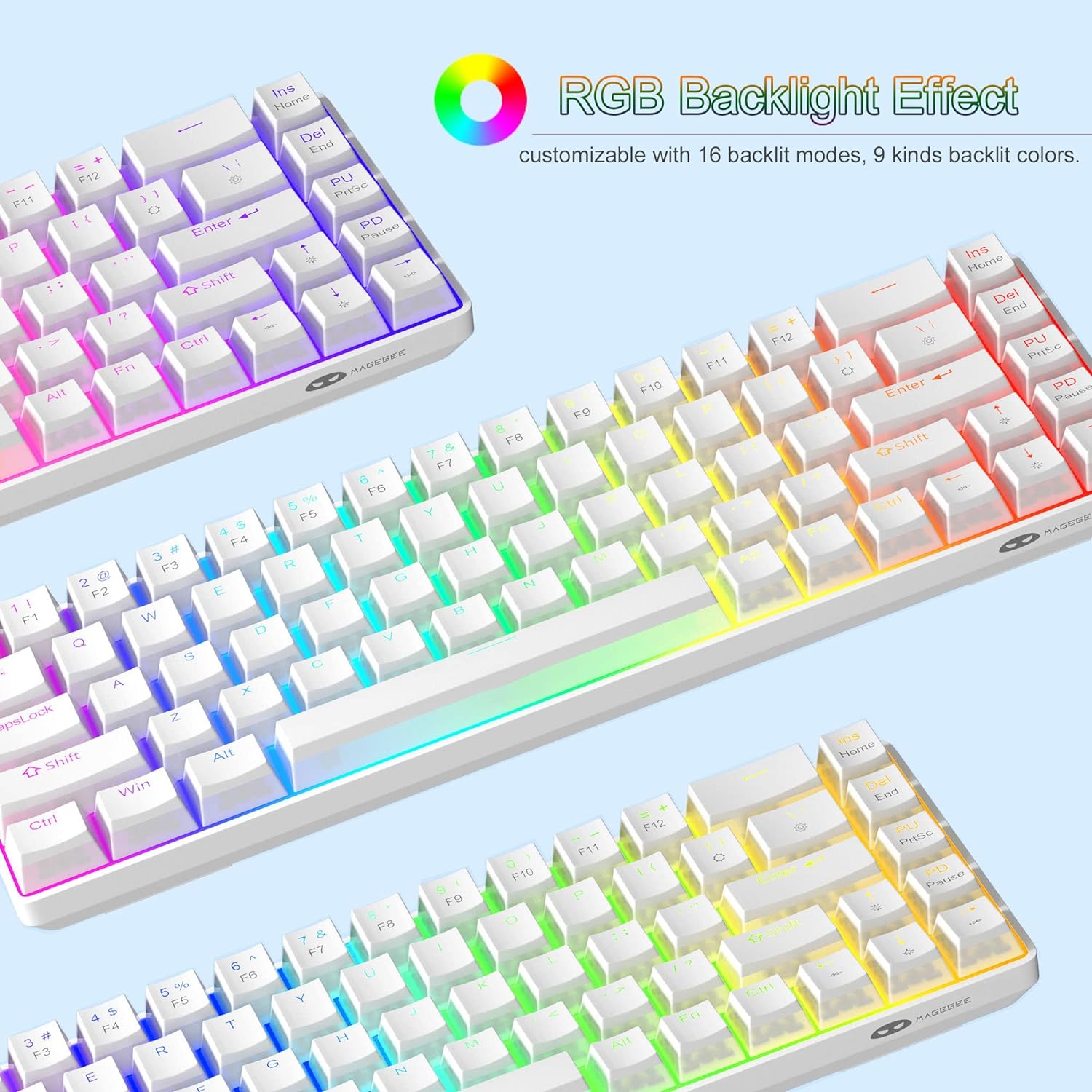 MageGee MK-Box White pudding Wired Mechanical Keyboard RGB (RED SWITCH)