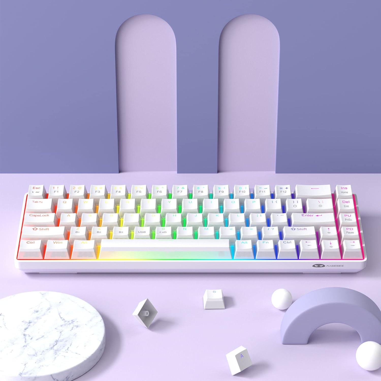 MageGee MK-Box White pudding Wired Mechanical Keyboard RGB (RED SWITCH)