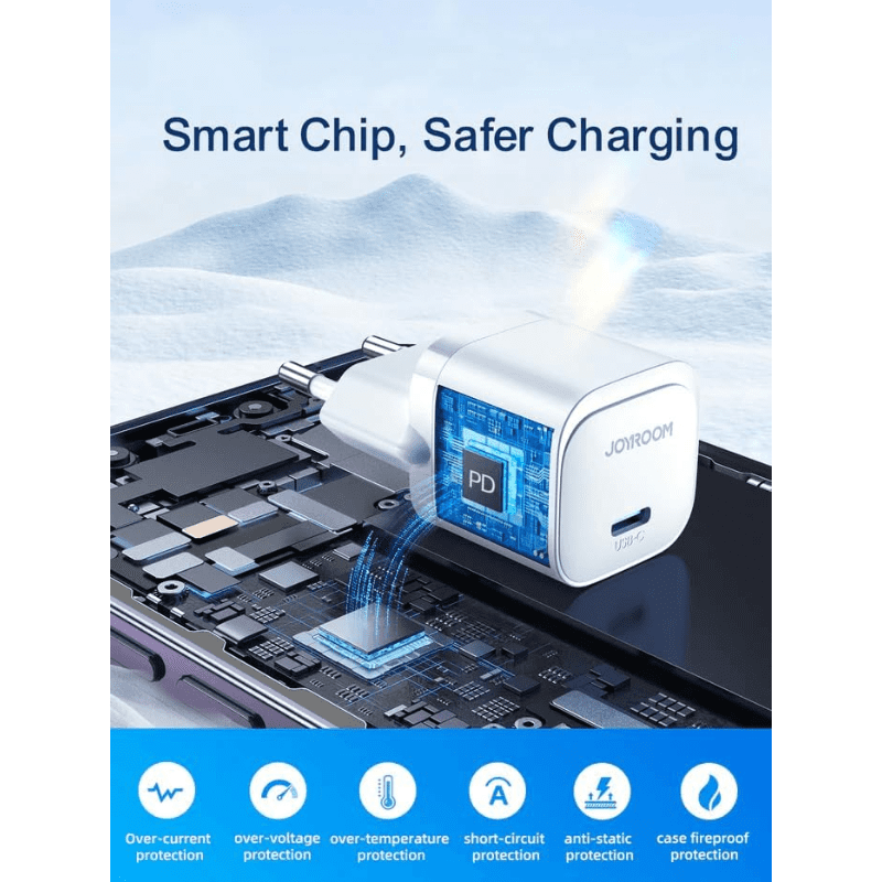 JR-TCF20EU PD20W Charger With Data Cable 1M Type-C To Type-C White