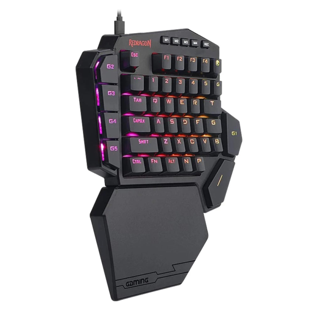 Redragon K585 DITI One-Handed RGB Mechanical Gaming Keyboard, Blue Switches, Professional Gaming Keypad with 7 Onboard Macro Keys, Detachable Wrist Rest, 42 Keys