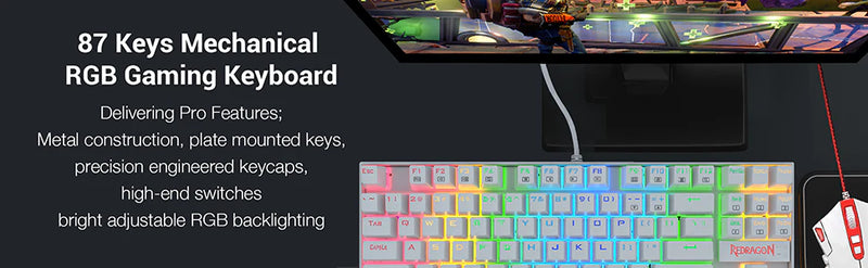 Redragon Kumara K552-RGB (WHITE) Mechanical Gaming Keyboard with BROWN Switches