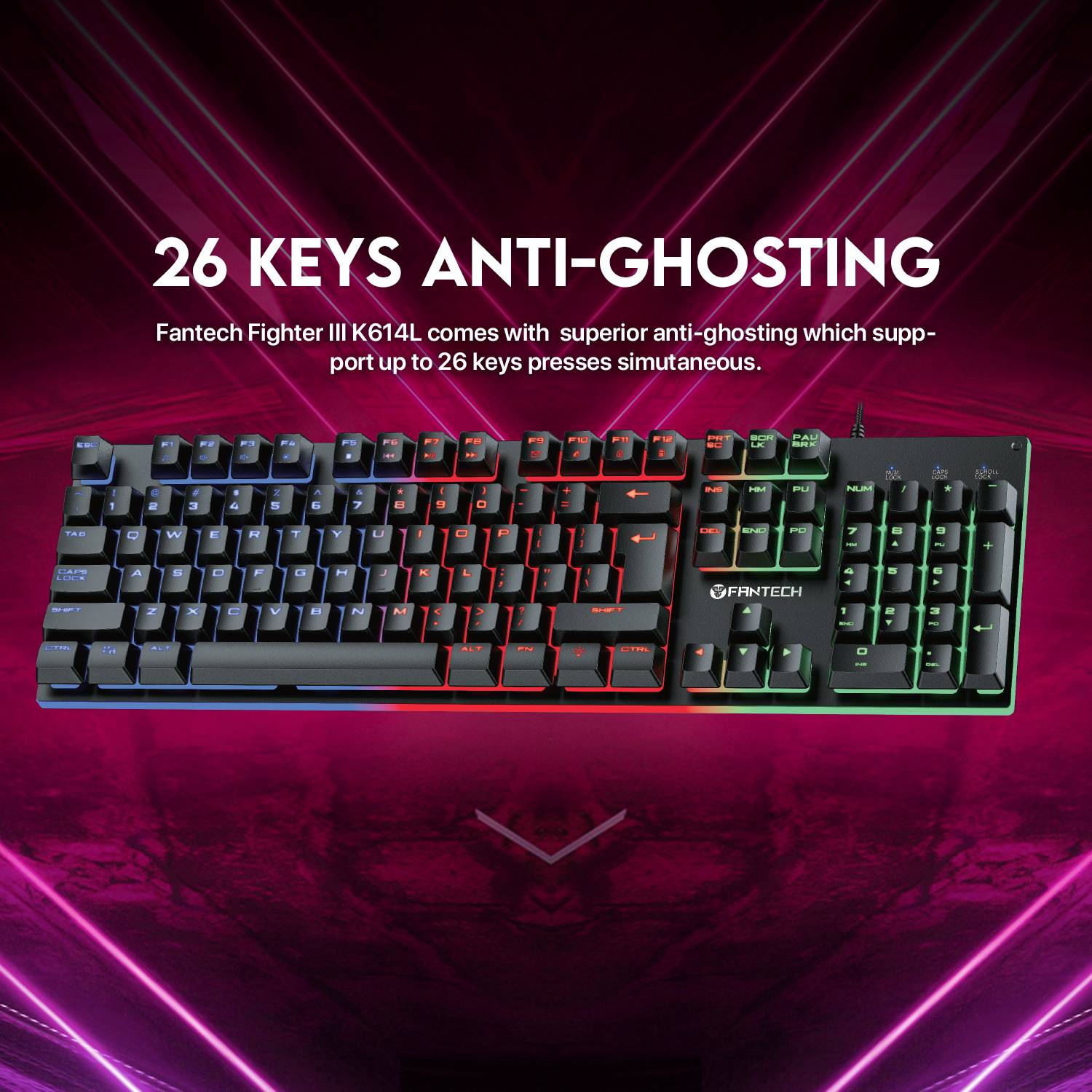 Fantech K614L Fighter III RGB Wired Gaming Keyboard Black