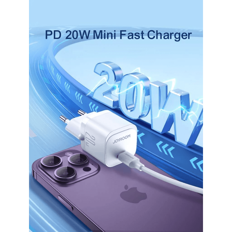 JR-TCF20EU PD20W Charger With Data Cable 1M Type-C To Type-C White