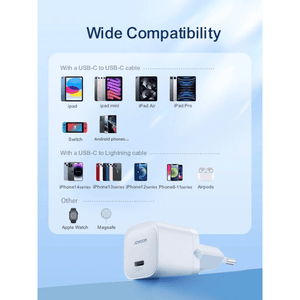 JR-TCF20EU PD20W Charger With Data Cable 1M Type-C To Type-C White