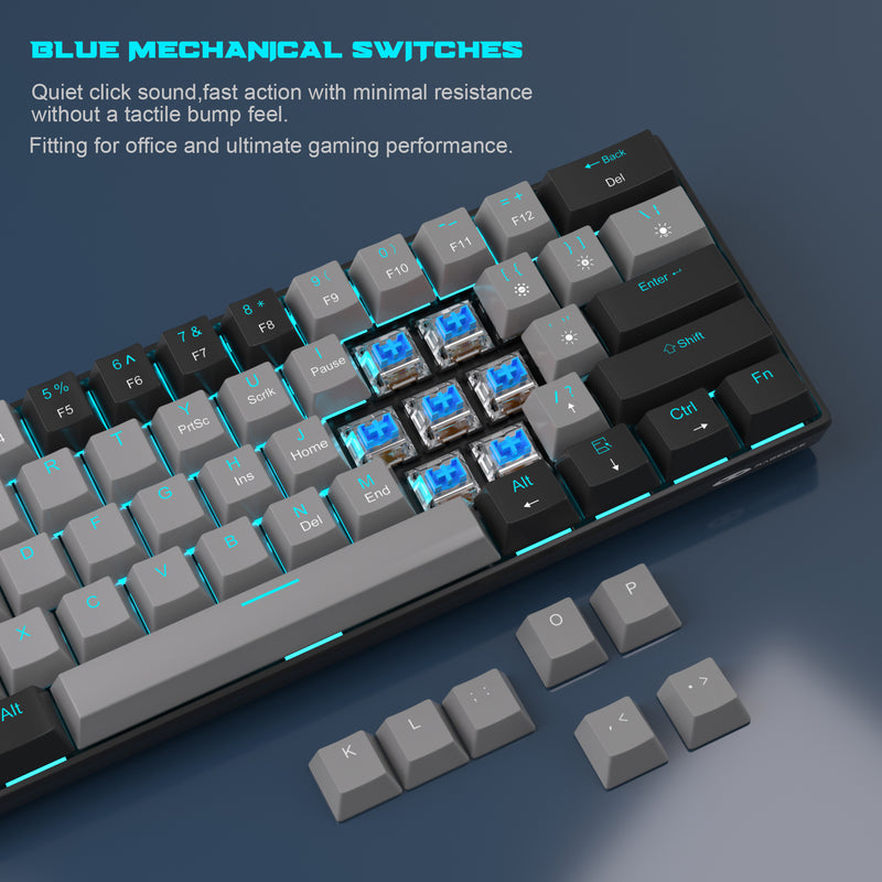 MageGee STAR61 Wired Mechanical Keyboard GRAY (BLUE SWITCH)