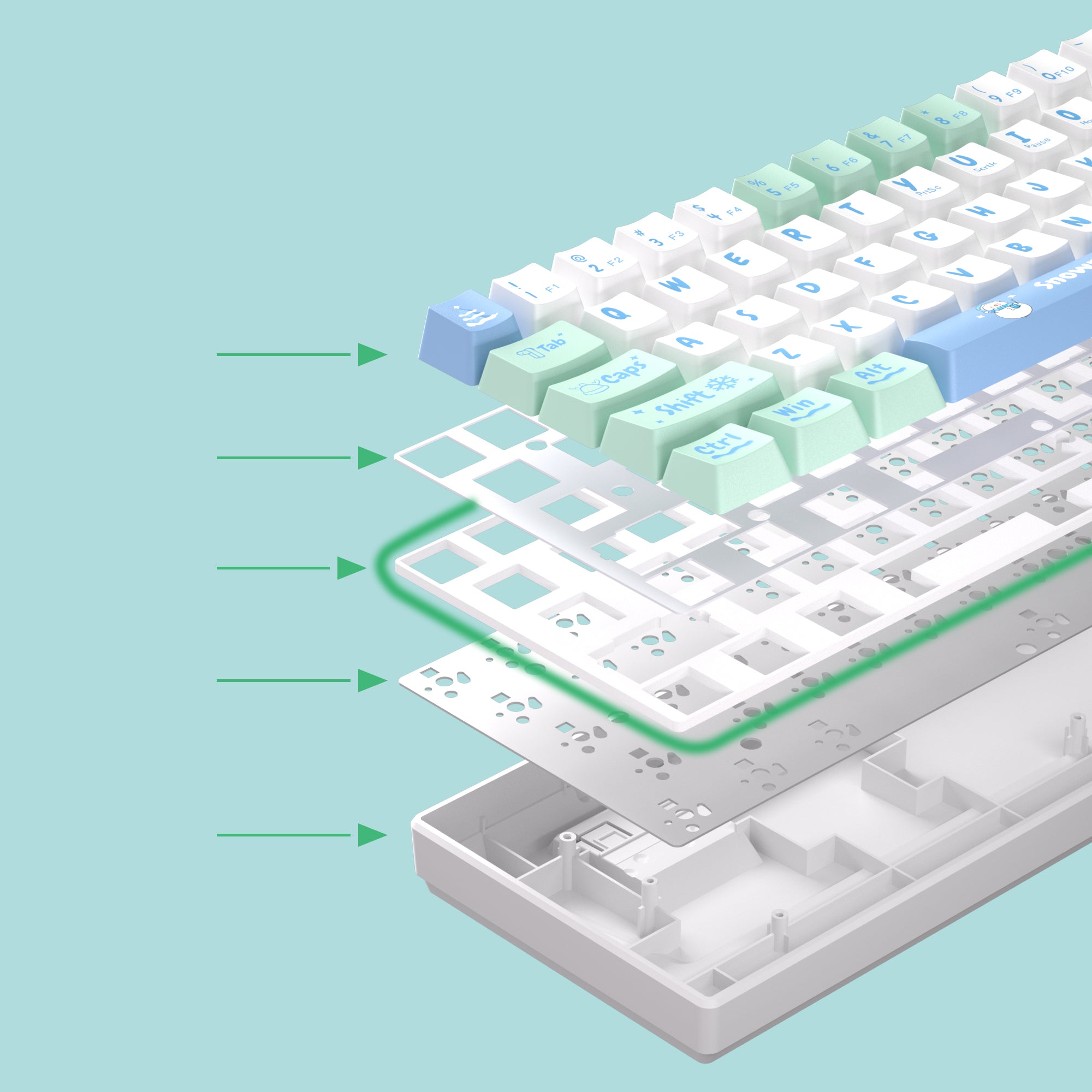 MageGee MK-Box Snoman Wired Mechanical Keyboard (Ivory white switch Lubed Switchs Sound Foam Layer)