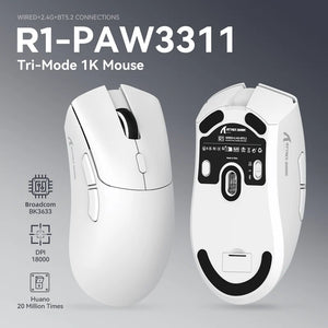 ATTACK SHARK R1 Wireless/Wired Gaming Mouse (White+Sticker)