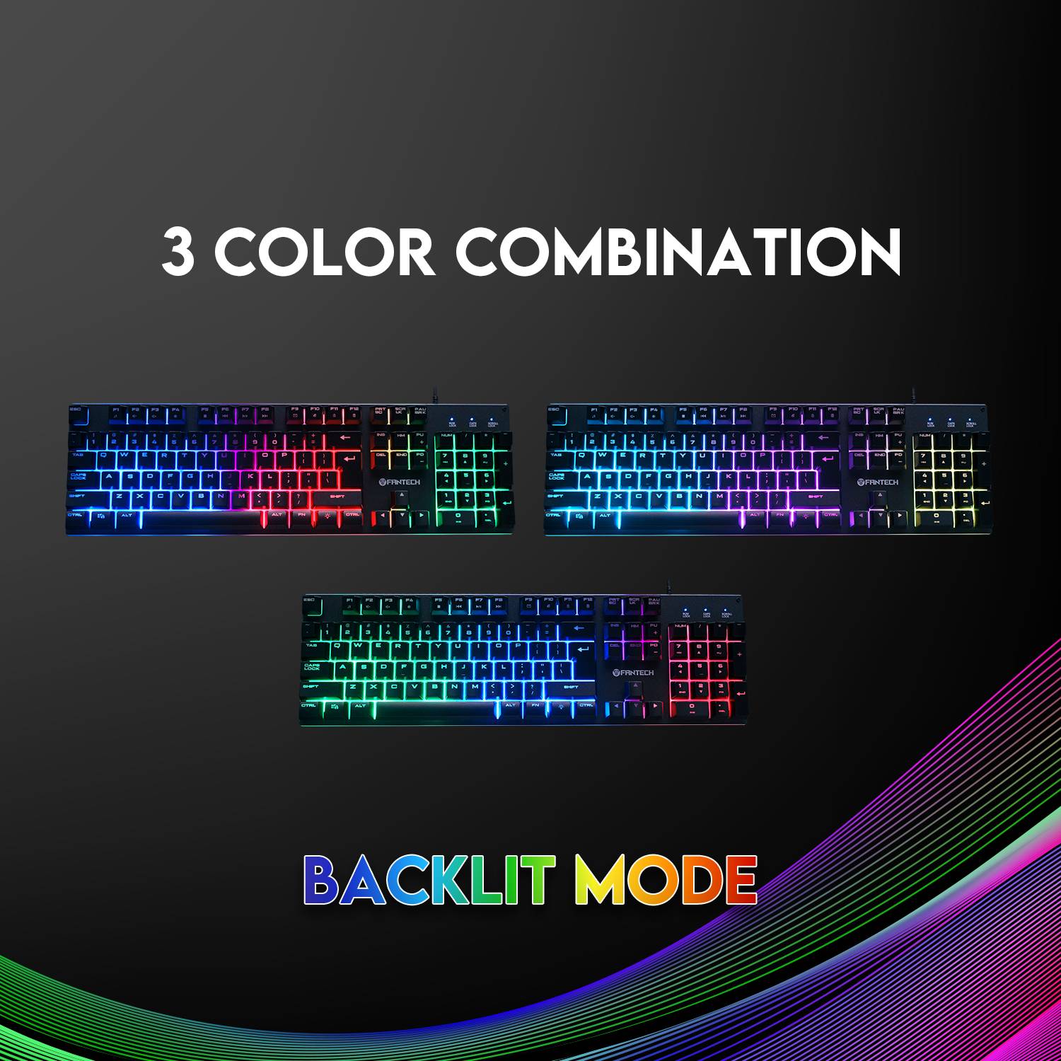 Fantech K614L Fighter III RGB Wired Gaming Keyboard Black