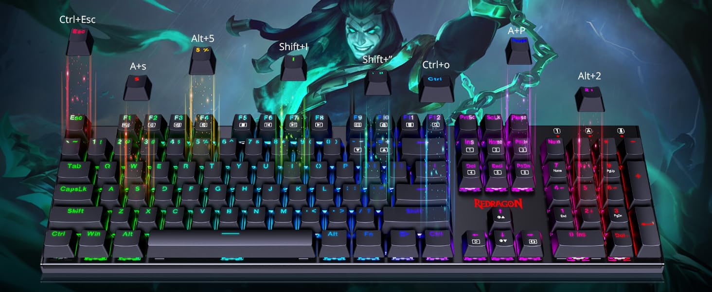 REDRAGON K565R RUDRA ELITE Rainbow Backlit Mechanical Gaming Keyboard Blue SWITCH - عربي/eng