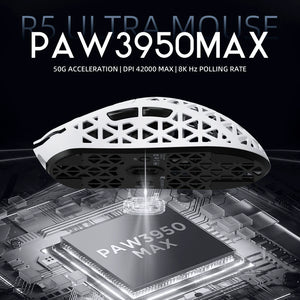 ATTACK SHARK R5 Ultra Carbon Fiber Wireless 8K PAW3950MAX Gaming Mouse with 8K Coiled Cable