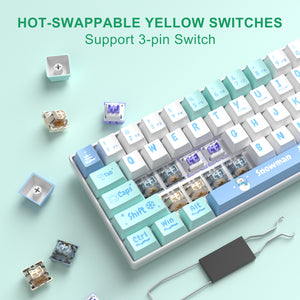 MageGee MK-Box Snoman Wired Mechanical Keyboard (Ivory white switch Lubed Switchs Sound Foam Layer)