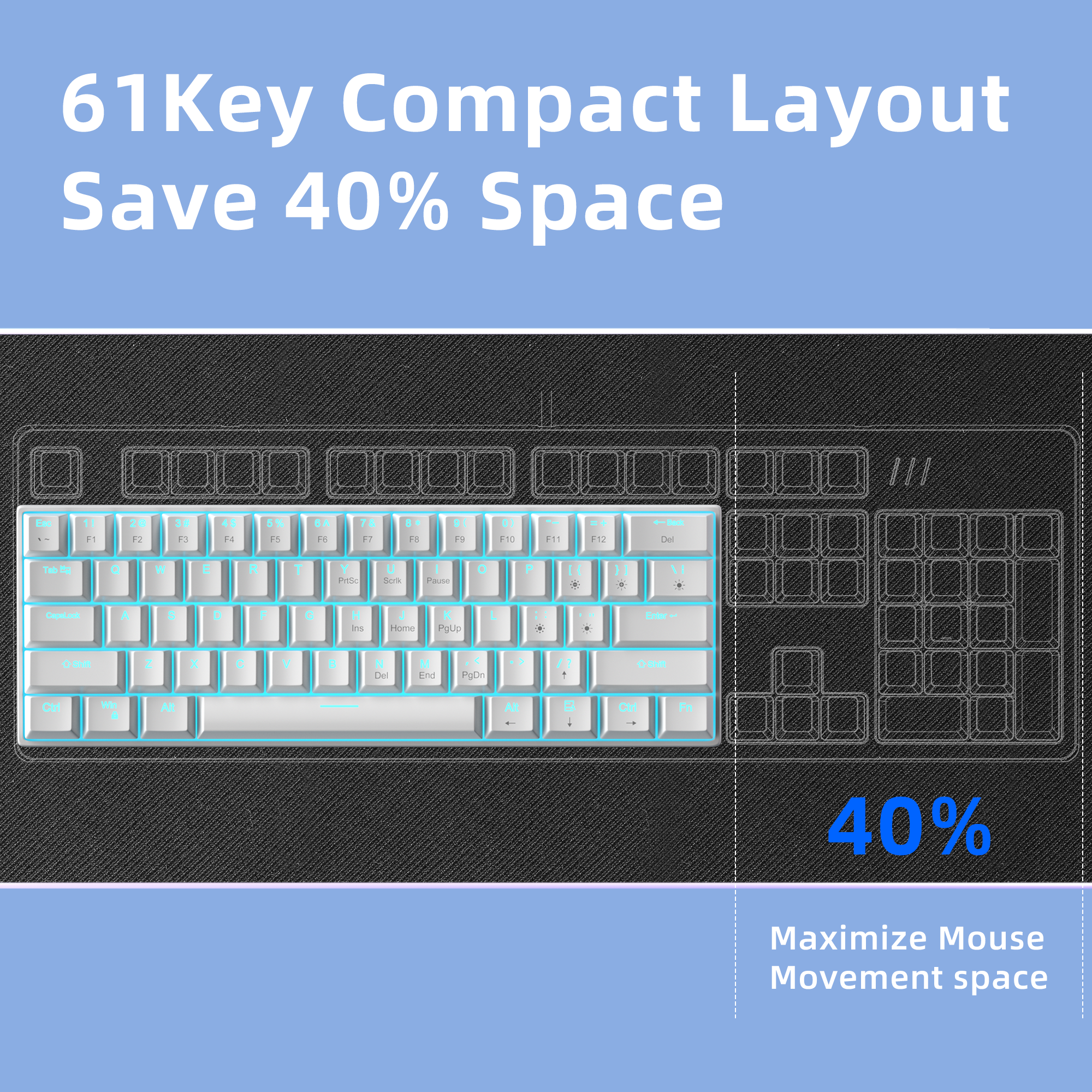MageGee STAR61 Wired Mechanical Keyboard RED SWITCH