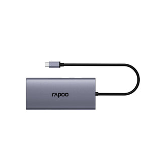 Rapoo XD101 USB C Hub 10-in-1 with 4K HDMI, 100W PD Fast Charging, 2 USB 3.0 Ports, RJ45 Ethernet, SD/TF Card Reader – Compatible with MacBook, Windows, Android – 200mm Cable, Metal Body