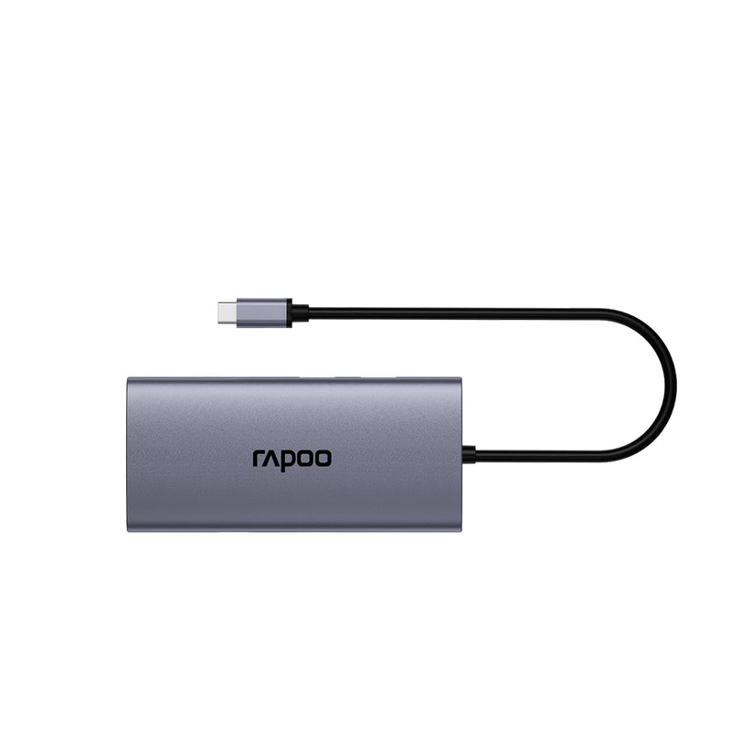 Rapoo XD101 USB C Hub 10-in-1 with 4K HDMI, 100W PD Fast Charging, 2 USB 3.0 Ports, RJ45 Ethernet, SD/TF Card Reader – Compatible with MacBook, Windows, Android – 200mm Cable, Metal Body