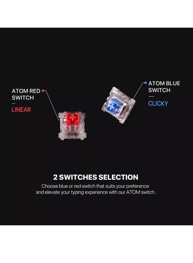 Fantech Atom TKL MK876 V2 RGB Blue Switches GRAY Wired Mechanical Keyboard - عربي/eng