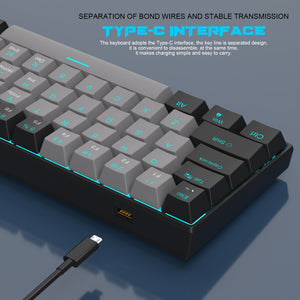 MageGee STAR61 Wired Mechanical Keyboard GRAY (BLUE SWITCH)