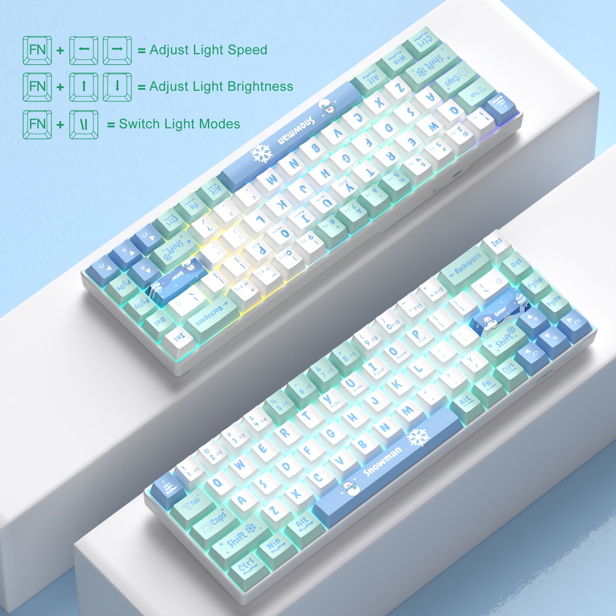 MageGee MK-Box Snoman Wired Mechanical Keyboard (Ivory white switch Lubed Switchs Sound Foam Layer)
