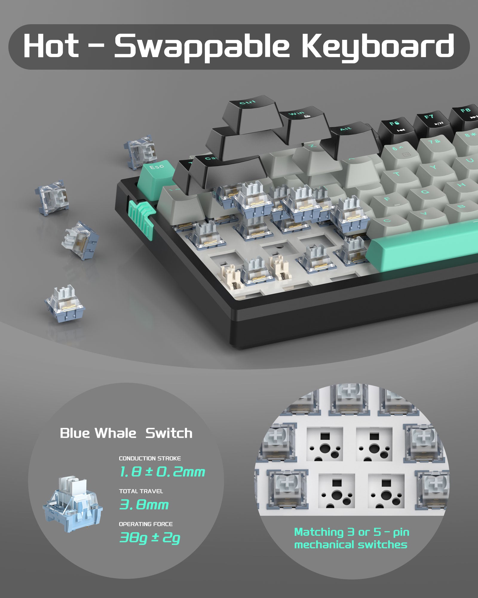 MageGee SKY98 Wired Mechanical Keyboard(CRYSTAL SWITCH)