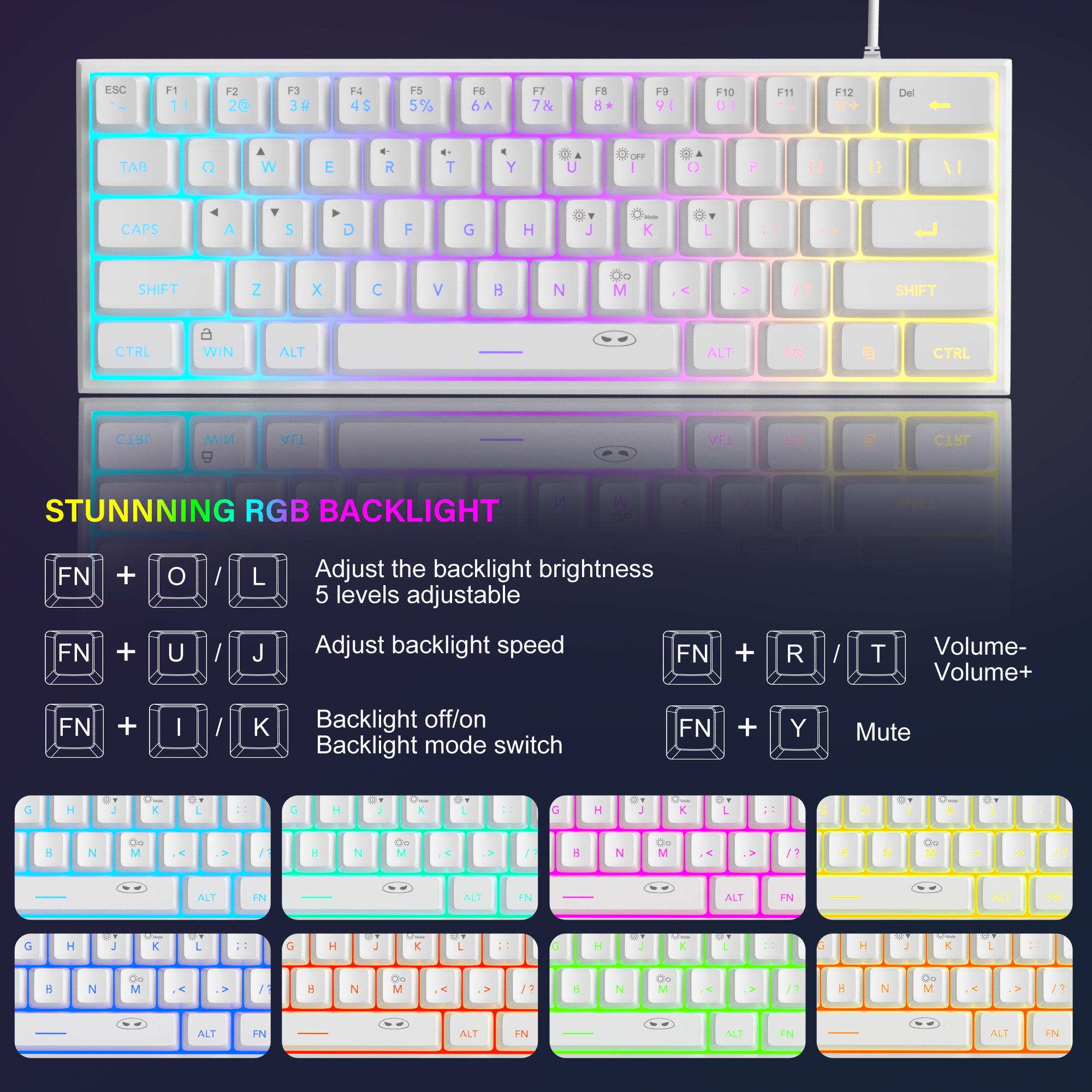 MageGee TS91 Wired Membrane Keyboard (WHITE)