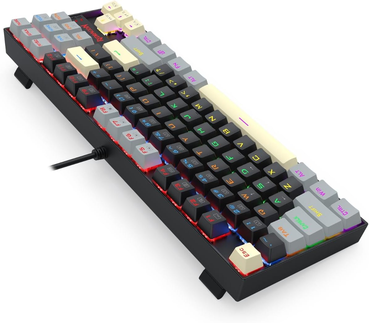 Redragon K552 LGY-R kumara Rainbow Backlight Red Switch Mechanical Gaming Keyboard-Black - عربي/eng