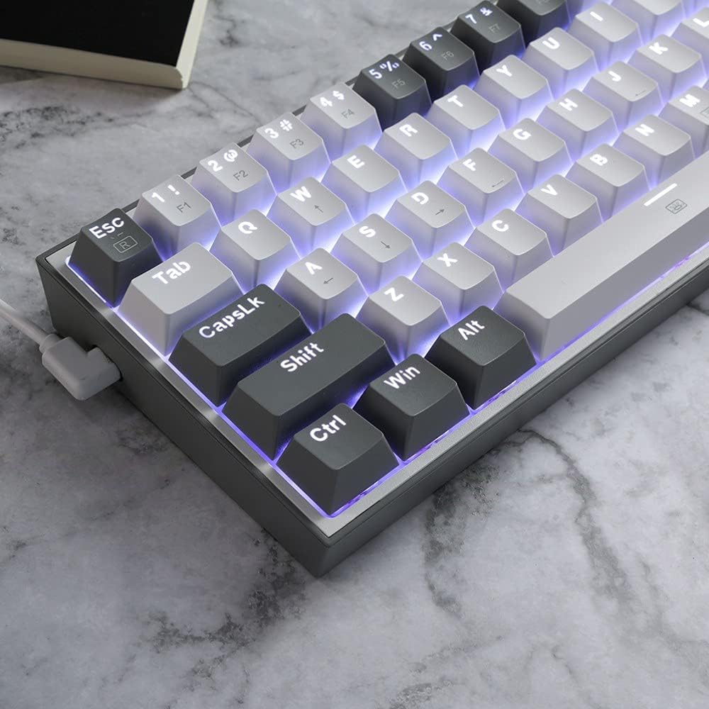Redragon K617-RGB White/Gray Mechanical Gaming Keyboard – 60% Compact, RGB, Hot-Swappable