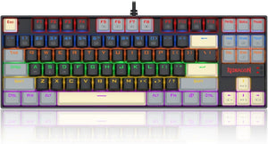 Redragon K552 LGY-R kumara Rainbow Backlight Red Switch Mechanical Gaming Keyboard-Black - عربي/eng