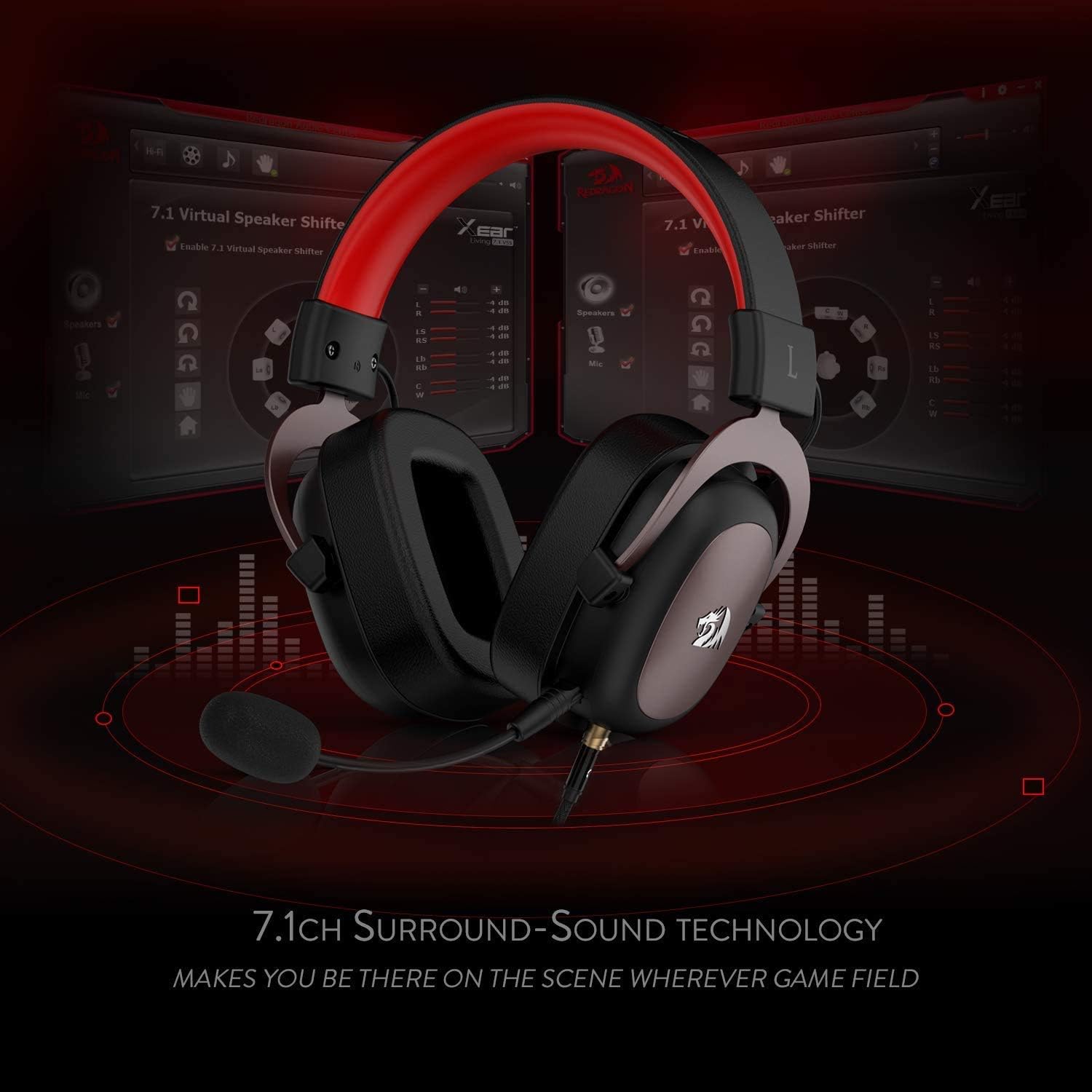Redragon H510 Zeus Wired Gaming Headset – 7.1 Surround Sound, 53mm Drivers, Detachable Mic, USB + 3.5mm