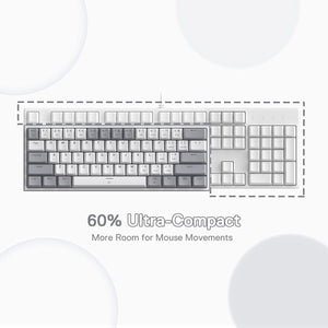 Redragon K617-RGB White/Gray Mechanical Gaming Keyboard – 60% Compact, RGB, Hot-Swappable