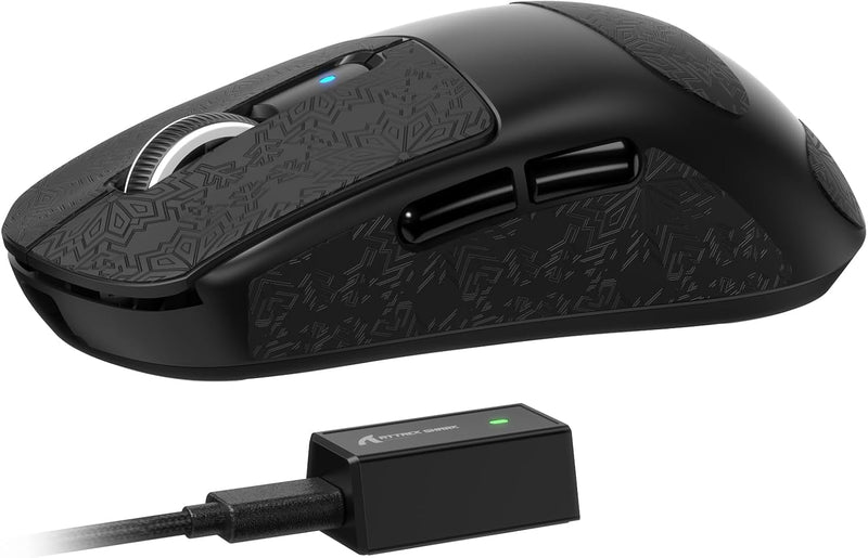 ATTACK SHARK R6 Lightweight Wireless Gaming Mouse,PAW 3950Max Sensor Computer Mouse with Nordic 52480,8KHz Polling,42K DPl,OMRON Optaicl Switch,USB-C Charging,7 Programmable Buttons(Black & Sticker)