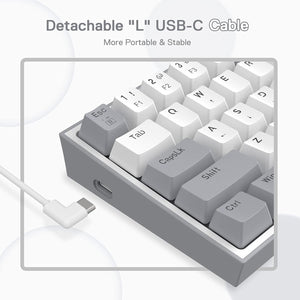 Redragon K617-RGB White/Gray Mechanical Gaming Keyboard – 60% Compact, RGB, Hot-Swappable
