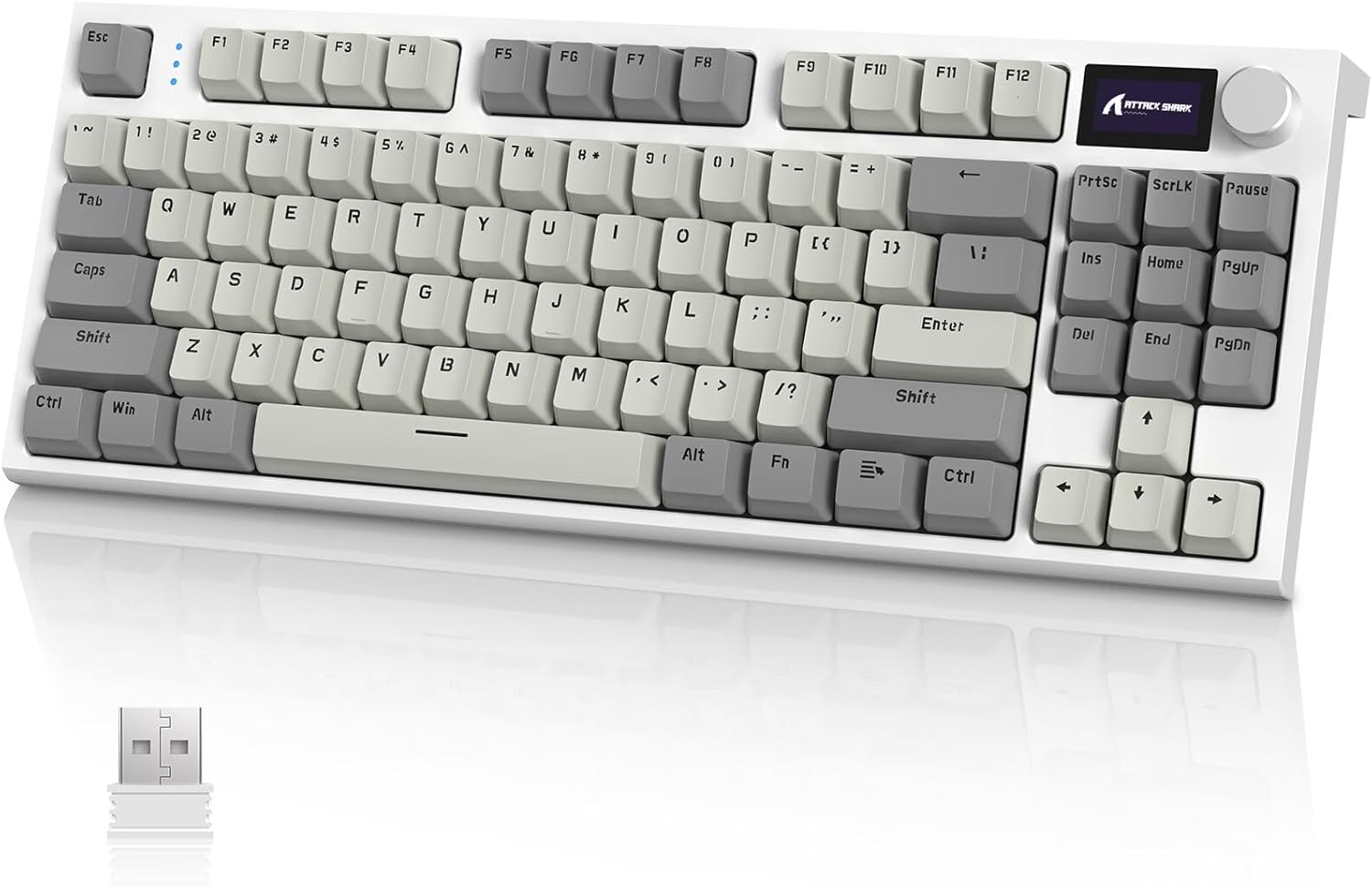 ATTACK SHARK RK86 RGB 75% Wireless Gasket Mechanical Keyboard,Triple Mode Bluetooth5.0/2.4G/USB-C 82 Keys Hot Swappable Gaming Keyboard 4000 mAH Battery w/Knob & 1.2'' HD OLED Display,Linear Switches