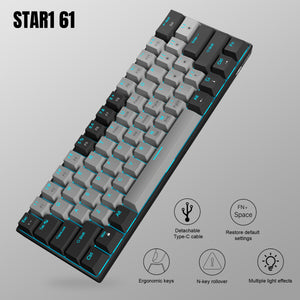 MageGee STAR61 Wired Mechanical Keyboard GRAY (BLUE SWITCH)