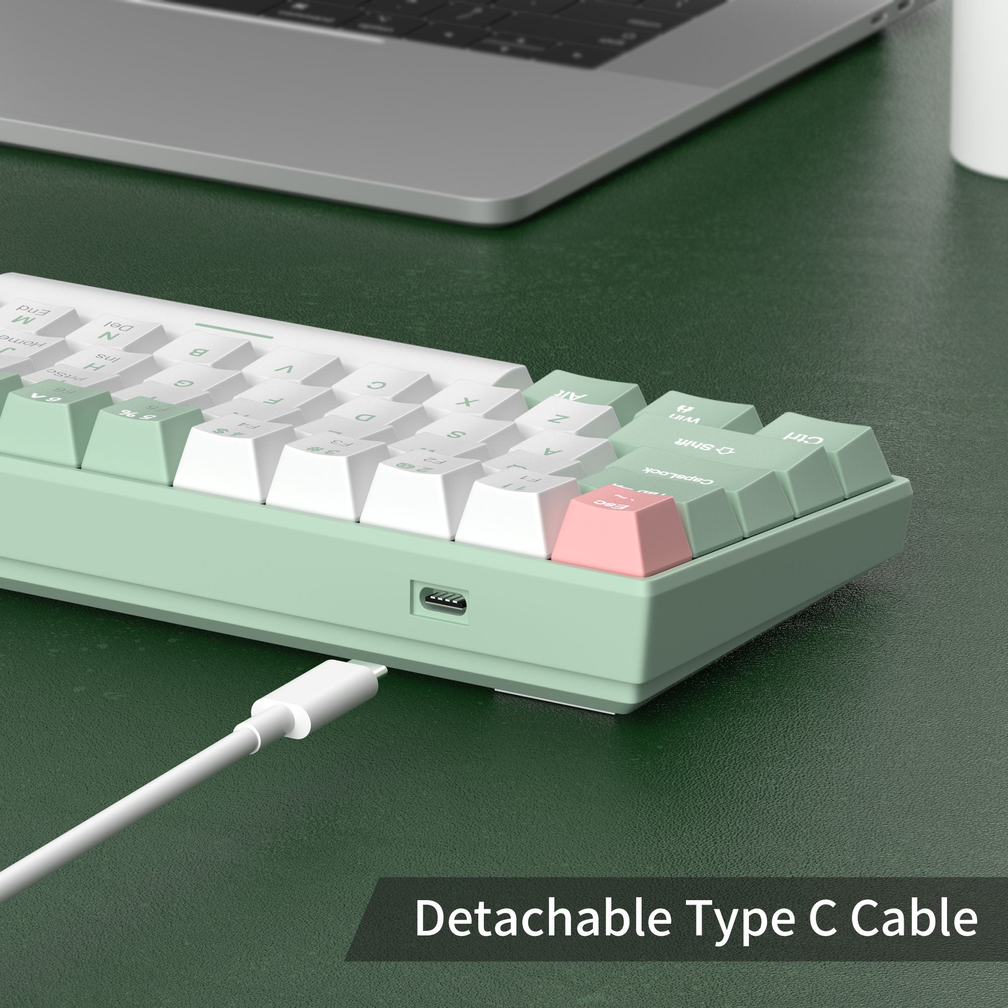 MageGee STAR61 Wired Mechanical Keyboard (Lubed Ginger cat switch Sound Foam Layer )