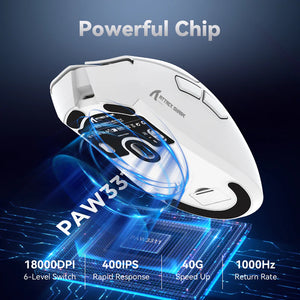 ATTACK SHARK R1 Wireless/Wired Gaming Mouse (White+Sticker)