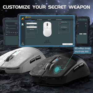 ATTACK SHARK R6 Wireless Gaming Mouse, Tri-Mode Connection, 39 Grams Superlight, PAW3950 42K DPI Sensor, 8K Polling Rate, MCU Nodic 52840, 7 Programmable Buttons, for PC/Mac/Linux/PS - White & Sticker
