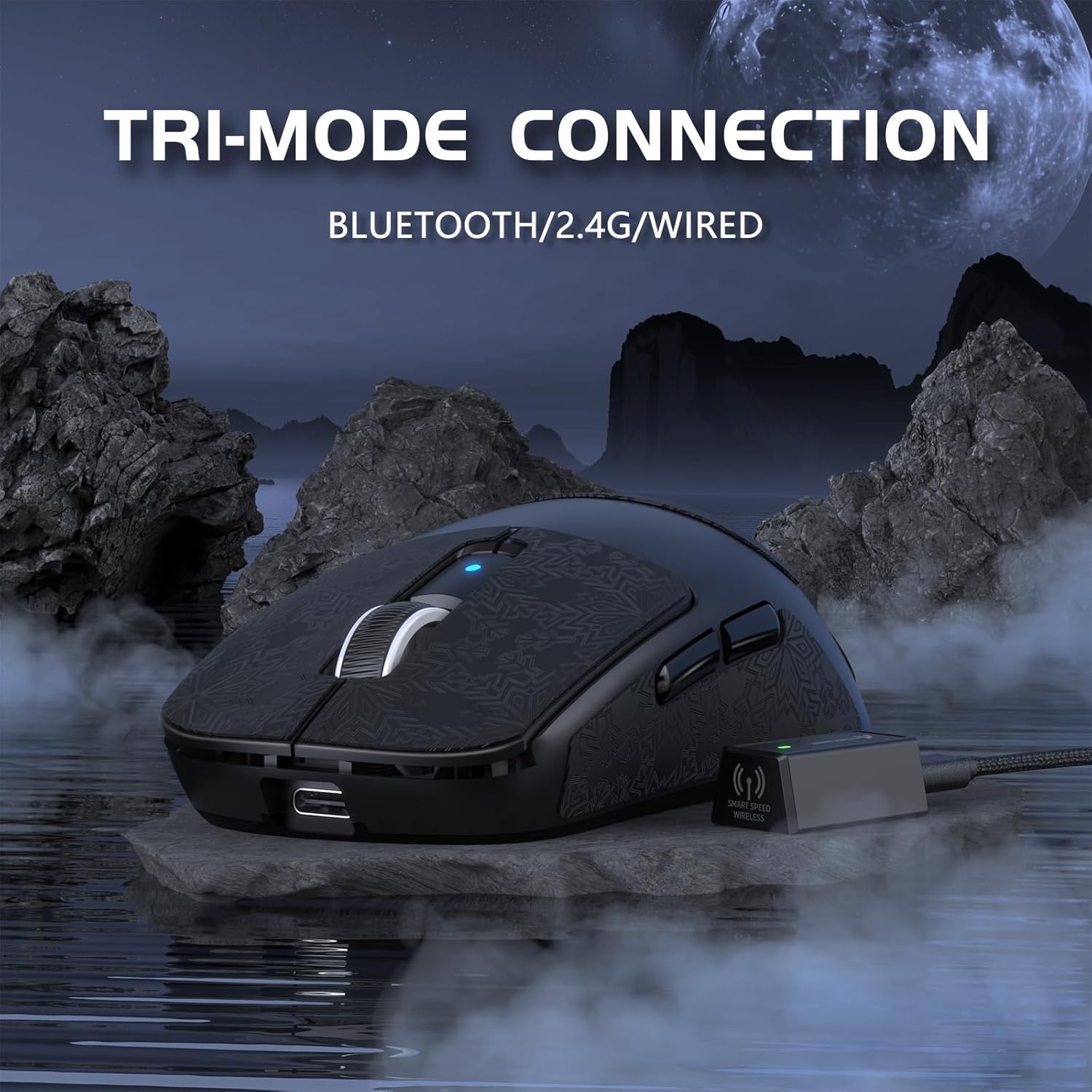 ATTACK SHARK R6 Wireless Gaming Mouse, Tri-Mode Connection, 39 Grams Superlight, PAW3950 42K DPI Sensor, 8K Polling Rate, MCU Nodic 52840, 7 Programmable Buttons, for PC/Mac/Linux/PS - White & Sticker