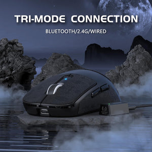 ATTACK SHARK R6 Wireless Gaming Mouse, Tri-Mode Connection, 39 Grams Superlight, PAW3950 42K DPI Sensor, 8K Polling Rate, MCU Nodic 52840, 7 Programmable Buttons, for PC/Mac/Linux/PS - White & Sticker