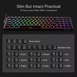 Redragon K628 Pollux 75% Wired RGB Gaming Keyboard Red Switch