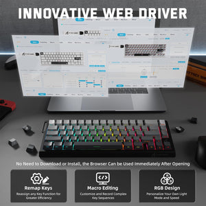 ATTACK SHARK X68 PRO HE Wireless Rapid Trigger Gaming Keyboard with Adjustable Actuation,8K Polling Rate,Hall Effect Magnetic Switch,Hot-Swap,RGB Backlit,BT/2.4GHz/Wired,for FPS Games-Moonlit Night