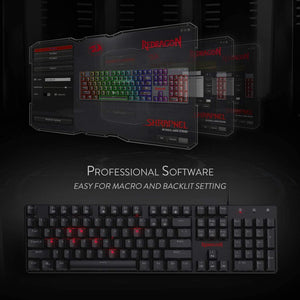 Redragon K589 Shrapnel RGB Low Profile Mechanical Gaming Keyboard, 104 Keys Anti-ghosting Mechanical Keyboard with Linear & Quiet Red Switches, Fast Actuation with Less Travel and Smooth Keys - عربي/eng