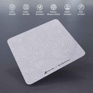 ATTACK SHARK CM05 Glass Gaming Mouse Pad,17.7x15.7 in Large Mouse Mat,Non Slip 9H Hard Mousepads,Nano-Textured Glass Surface with Improved Precision and Speed for FPS/MOBA - Black Contour