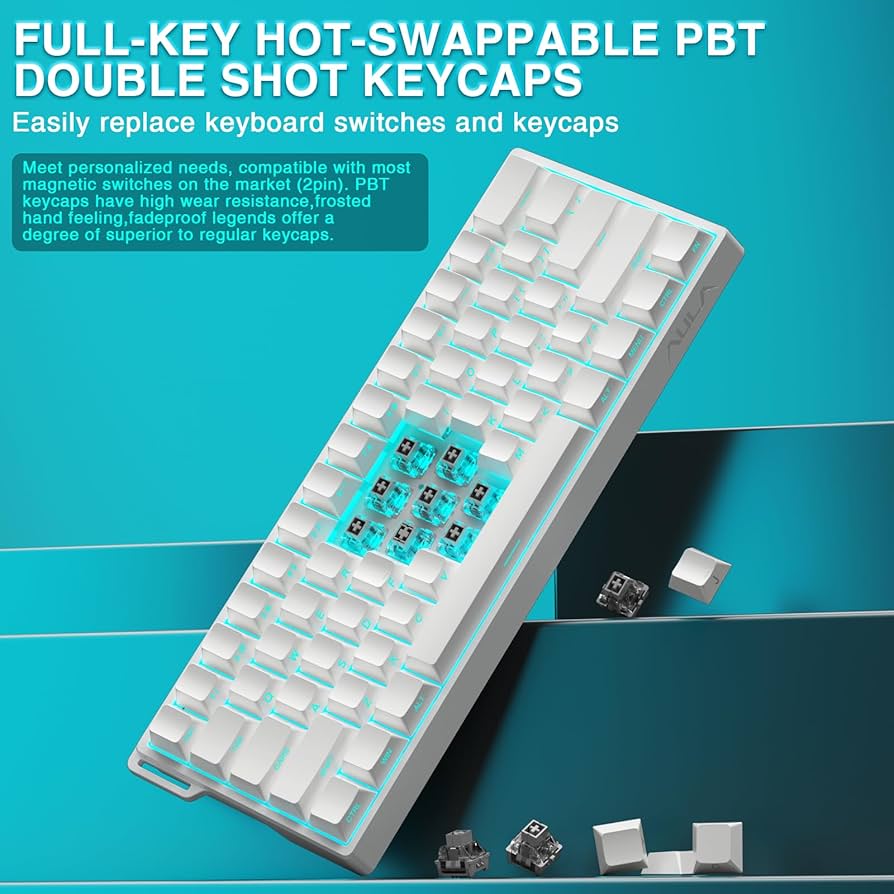 AULA WIN60HE Magnetic Switch Keyboard 8K Polling Rate WHITE SIDE PRINTED