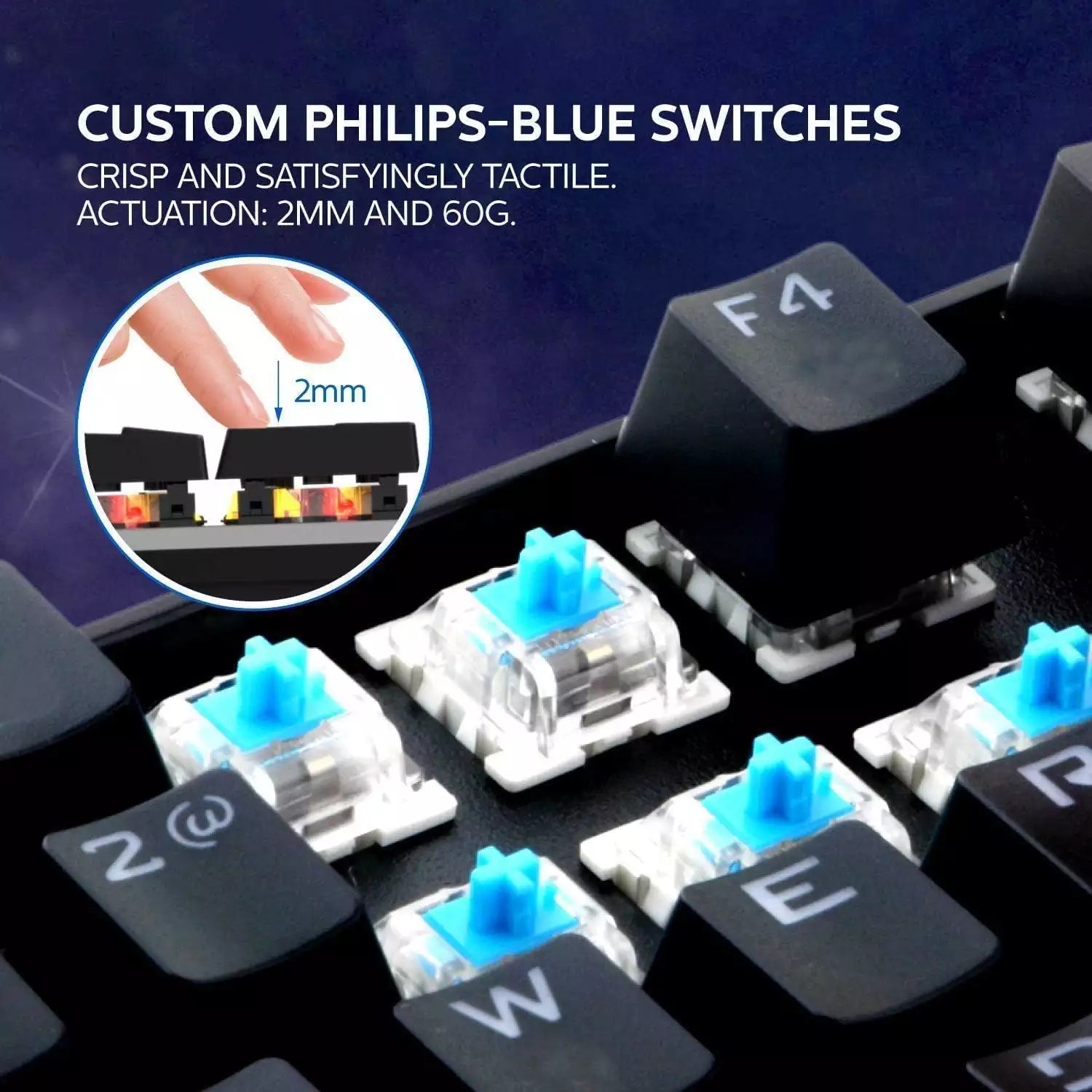 Philips Gaming Mechanical Keyboard – Blue Switches – 16 Ambiglow Chroma FX